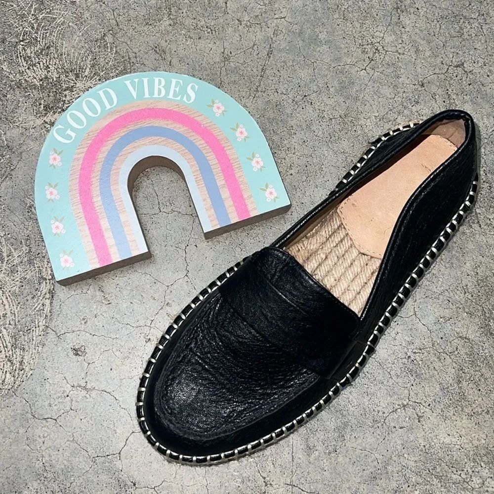 * Mi.im black leather espadrille loafers excellent used condition no damage